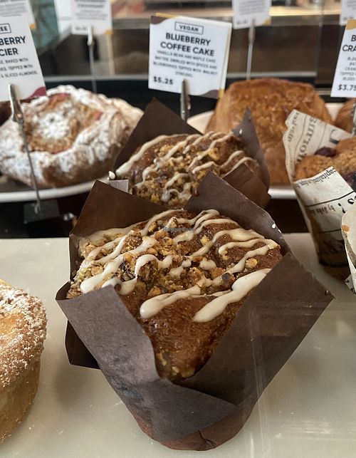 Vegan Blueberry Coffee Cake Muffins   at Alfred Coffee - Brentwood in Los Angeles
