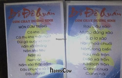 Some pages in the vietnamese Menu at Bo De Quan - Ho Tung Mau in Vinh