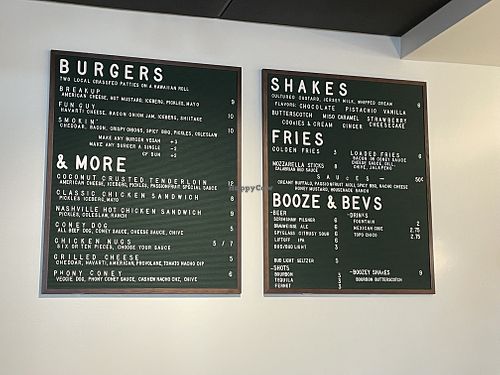 Menu as of Jan 2022, almost everything can be made vegan except for the chicken options.  at Heartbreaker in Indianapolis