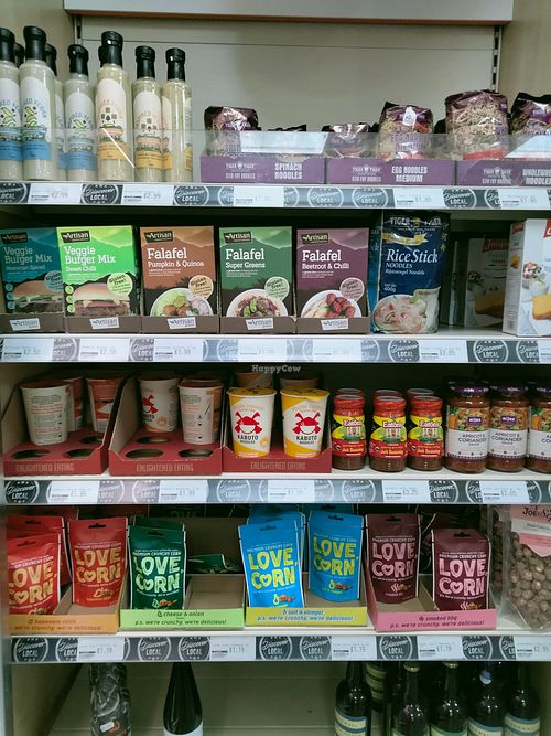 It's incredible to see whole shelves stacked entirely of vegan and vegetarian products, at Tintagel Premier Stores in Tintagel