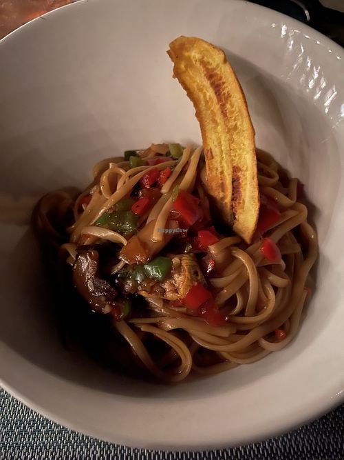 Vegan pasta  at Mirador in St Thomas