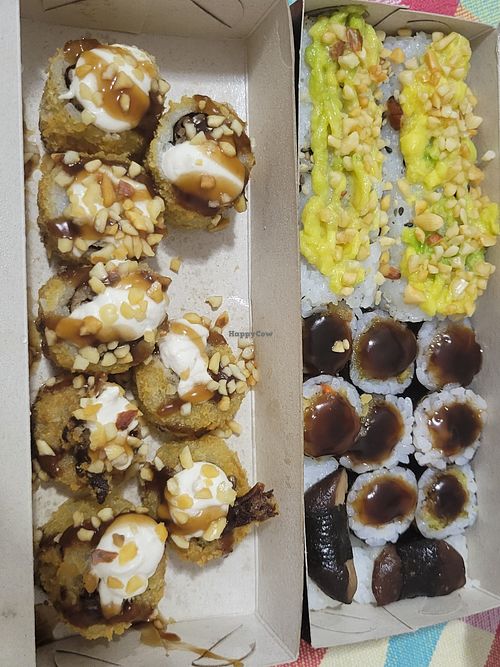 Very nice sushi. Forget the names sorry at Piratas Veg in Florianopolis