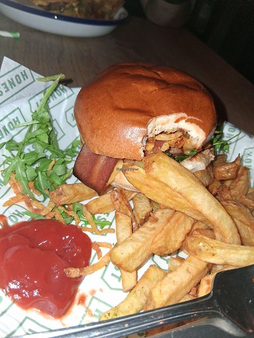 Bacon plant burger (la vie bacon) at Honest Burgers in Liverpool