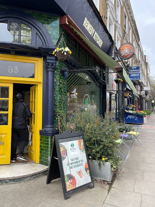 Outside  at Remedy Kitchen in North West London