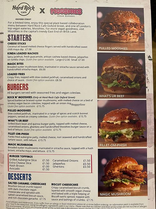 Vegan menu #Veganuary at Hard Rock Cafe in West London