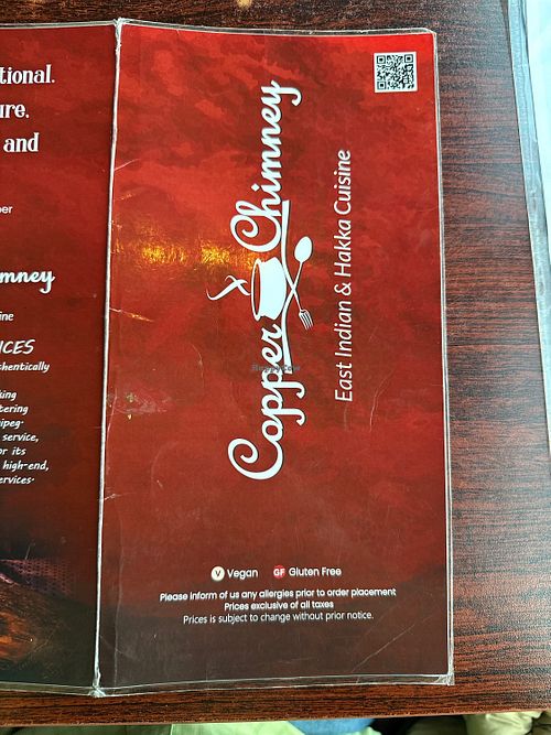 Many Clearly marked Vegan options!  at Copper Chimney in Winnipeg