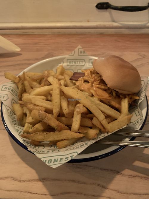 GF bacon plant burger   at Honest Burgers - Spitalfields in East London