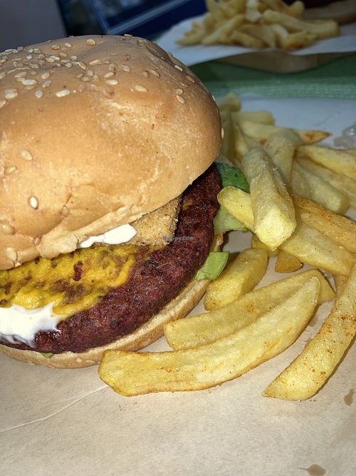Double burger with patty and tofu fingers!  at Future Diner in Yerevan