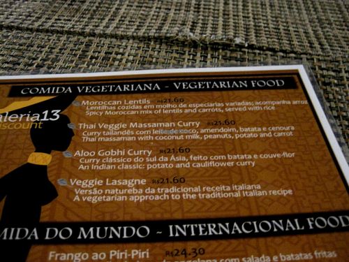 Menu at Bar Zulu in Salvador