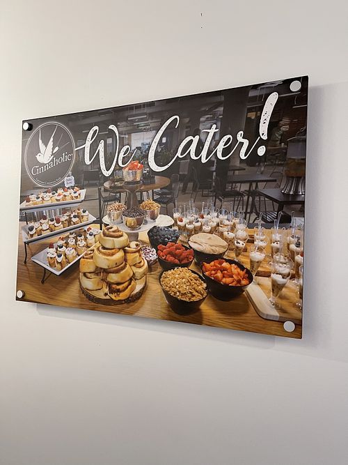 Catering sign  at Cinnaholic in Calgary