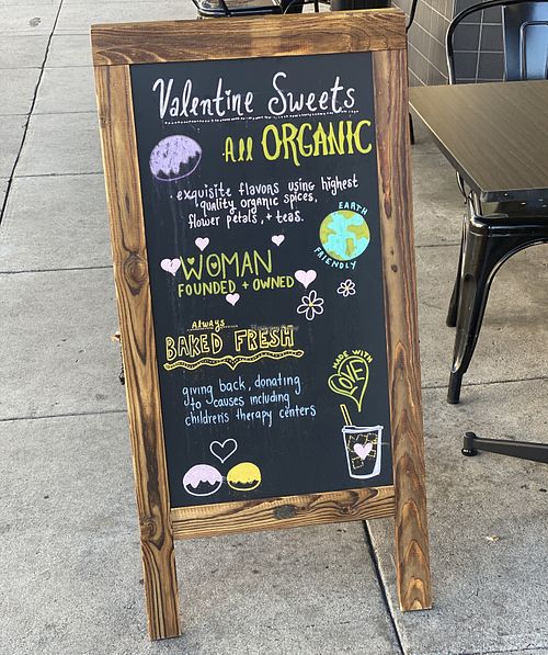 Valentine Sweets outside sign  at Valentine Sweets in Pasadena