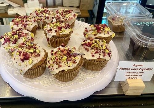 Organic Persian Love cupcakes   at Valentine Sweets in Pasadena