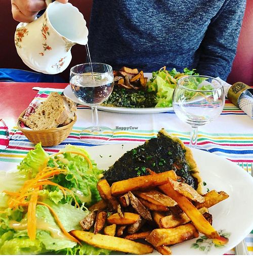 Tarte salée, is always on the menu and always vegetarian. at Café du Nord in Arnay-le-duc