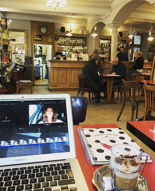 I love the vintage interior with the authentic bistrot tables and chairs! at Café du Nord in Arnay-le-duc