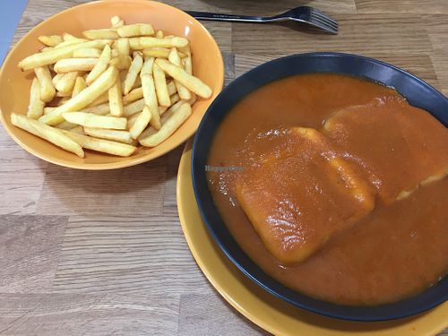 Vegan Francesinha at Paladares Vegan in Braga