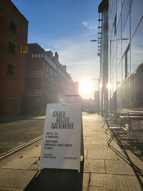 Lovely blue skies overhead at OFF THE PRESS in Manchester