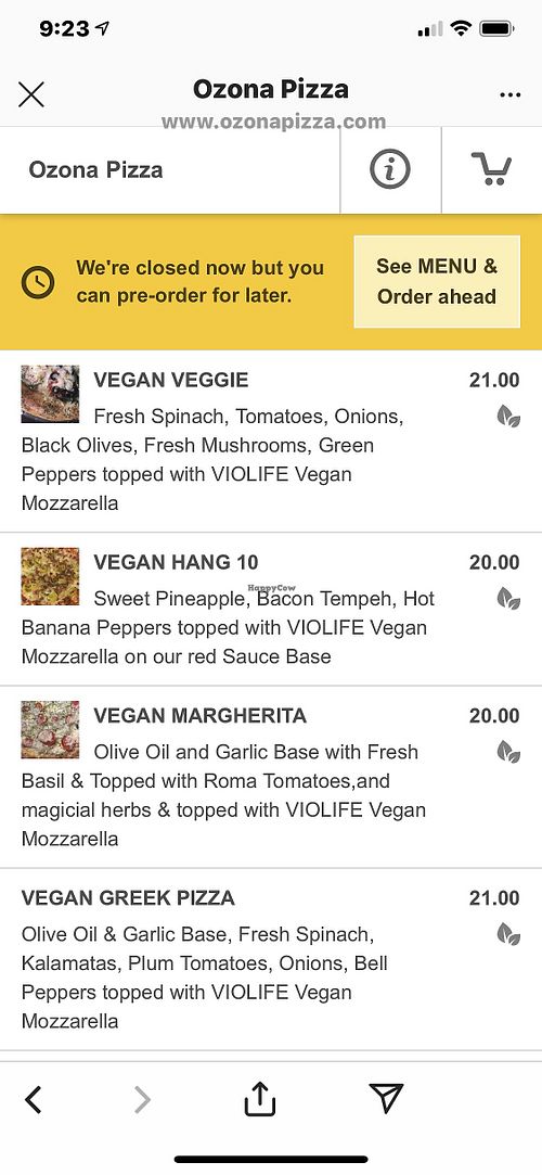 Some of the vegan 🍕  at Ozona Pizza in Palm Harbor