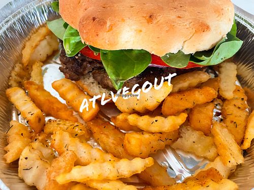 Burger  at Shawnee's Goodies Vegan Bakery & Cafe in Lilburn