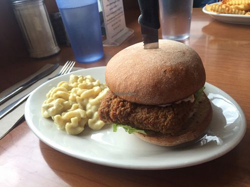 the 'fish' burger made from tofu at Cornbread Cafe in Eugene