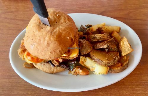 A loaded burger at Cornbread Cafe in Eugene