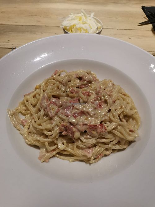 Pasta carbonara vegana  at La Iguana  in Lloret De Mar