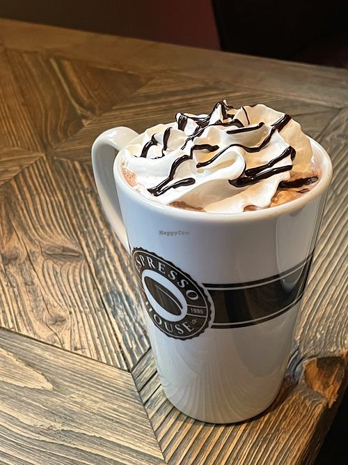 Oat chocolate with soy cream  at Espresso House in Stavanger