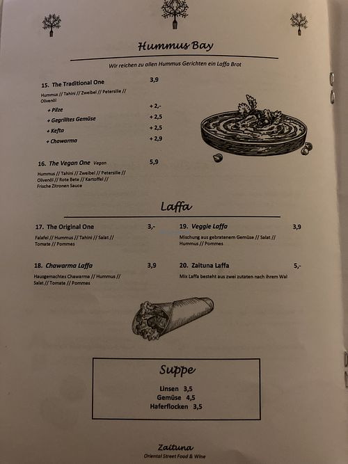 Vegane Gerichte gekennzeichnet   at Zaituna in Neuss