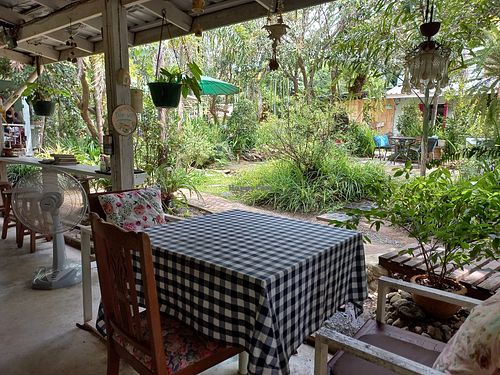 Seating in to the garden at Ozark by Food4Thought in Chiang Mai