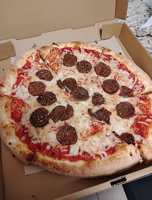 Asheville vegan - pepperoni   at Galactic Pizza in Asheville