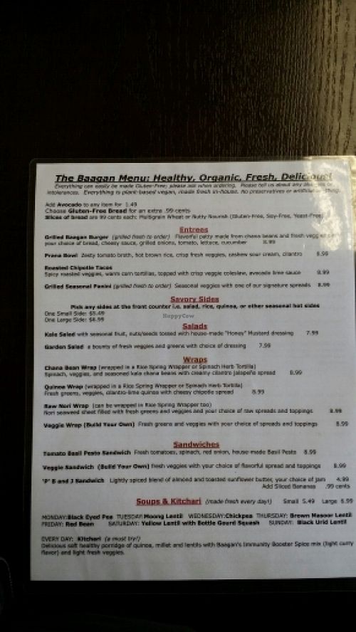 The Baagan Menu at Baagan in Rocklin