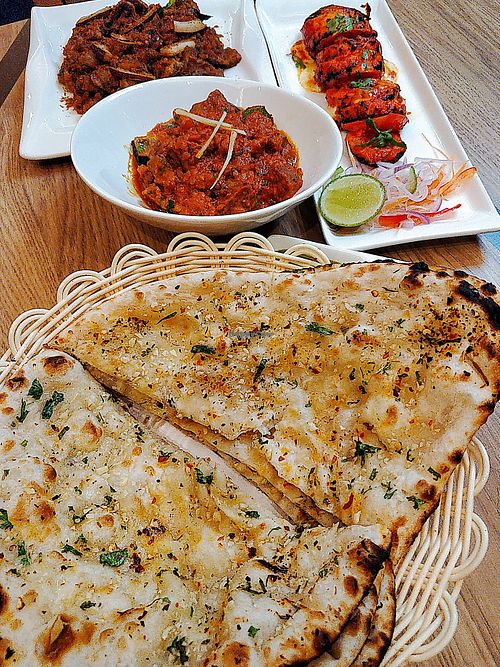 Garlic cheese herbs naan at Nalan Restaurant - Little India in Central Singapore