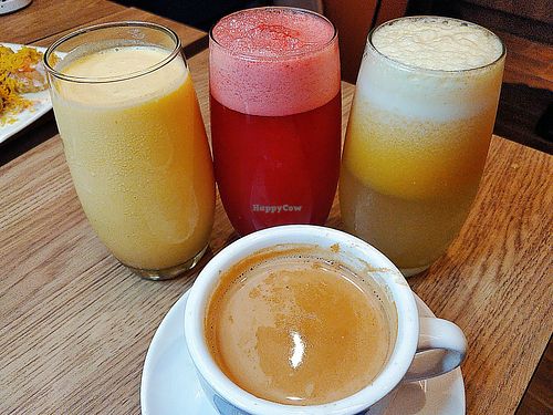 Mango juice, watermelon, pineapple and masala tea at Nalan Restaurant - Little India in Central Singapore