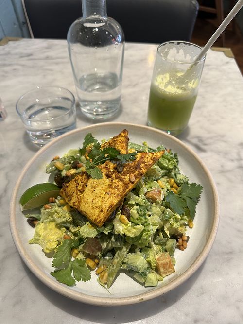 Diosa verde salad with celery apple juicee  at Mildreds - Covent Garden in London