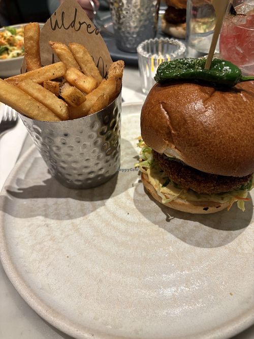 Beetroot Burger with Lemon Pepper Fries  at Mildreds - Covent Garden in London