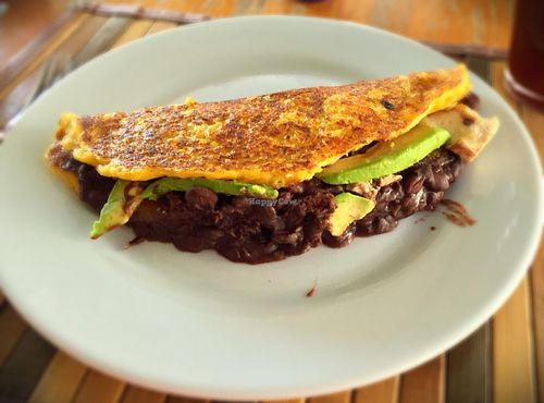 Kaxapa with black beans, plantains, avocado, and tofu. at Kaxapa Factory in Playa Del Carmen