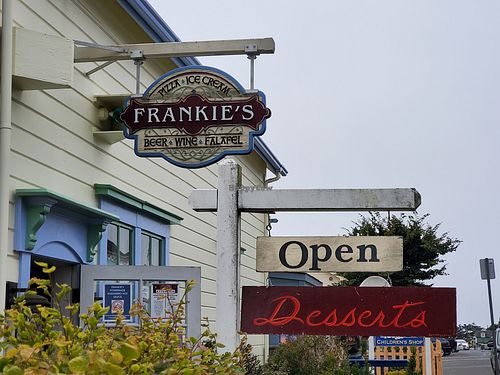 Front of restaurant at Frankie's in Mendocino