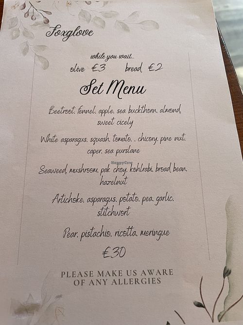 5 course menu 💚  at Foxglove in Barmouth