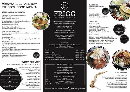 Menu as of 31/01/2022  at Frigg in Manly West