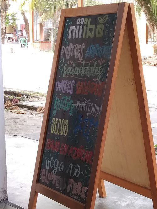 Menu board at Nii ibo in Iquitos
