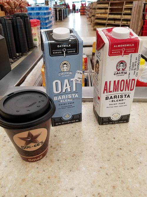 Oat and almond milk for coffee! at Buc-ee's in New Braunfels