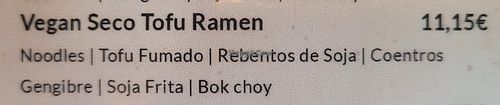 Vegan option: Vegan seco tofu ramen at Ramen Bambu in Lisbon