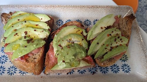 Tomato and avocado tostada at The Hippie Baker in Vigo