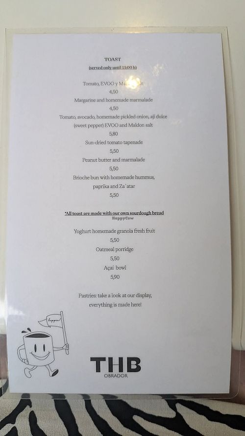 Menu at The Hippie Baker in Vigo