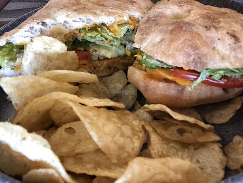 vegan grilled cheese with lettuce, tomato, and avocado added  at Top Out Café in Indianapolis