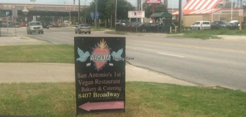 This is the sign that's out front at Vegeria - Viva Book Complex in San Antonio