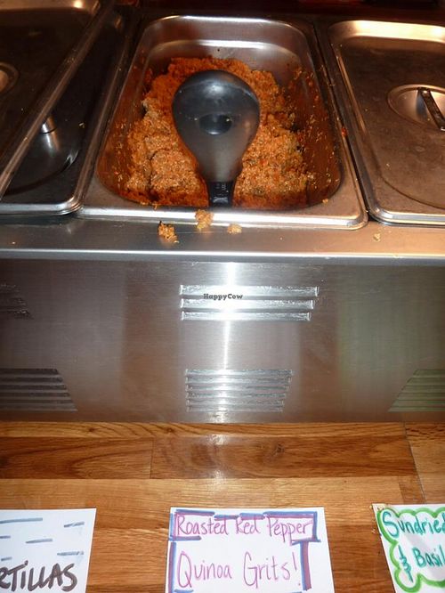 Roasted red pepper quinoa grits at Vegeria - Viva Book Complex in San Antonio