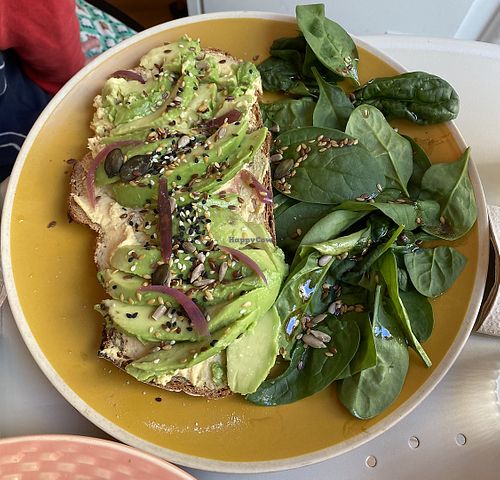Vegan avocado and hummus toastt  at Kabana in Bordeaux