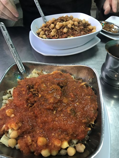 Small serving in silver bowl and medium in white bowl at Abu Tarek in Cairo