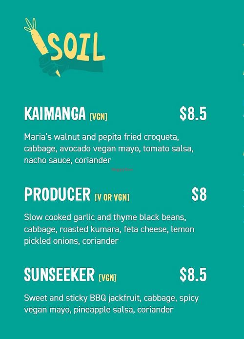Vegan taco menu
 at Taco Medic - Ponsonby in Auckland