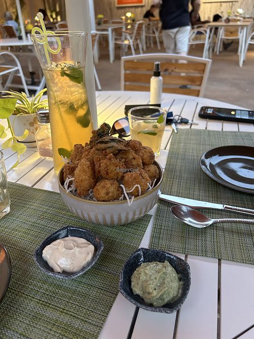 Cauliflower wings with dipping sauce and lemongrass ginger lemonadee  at HeyBong - The Healthy Secrets  in Siem Reap